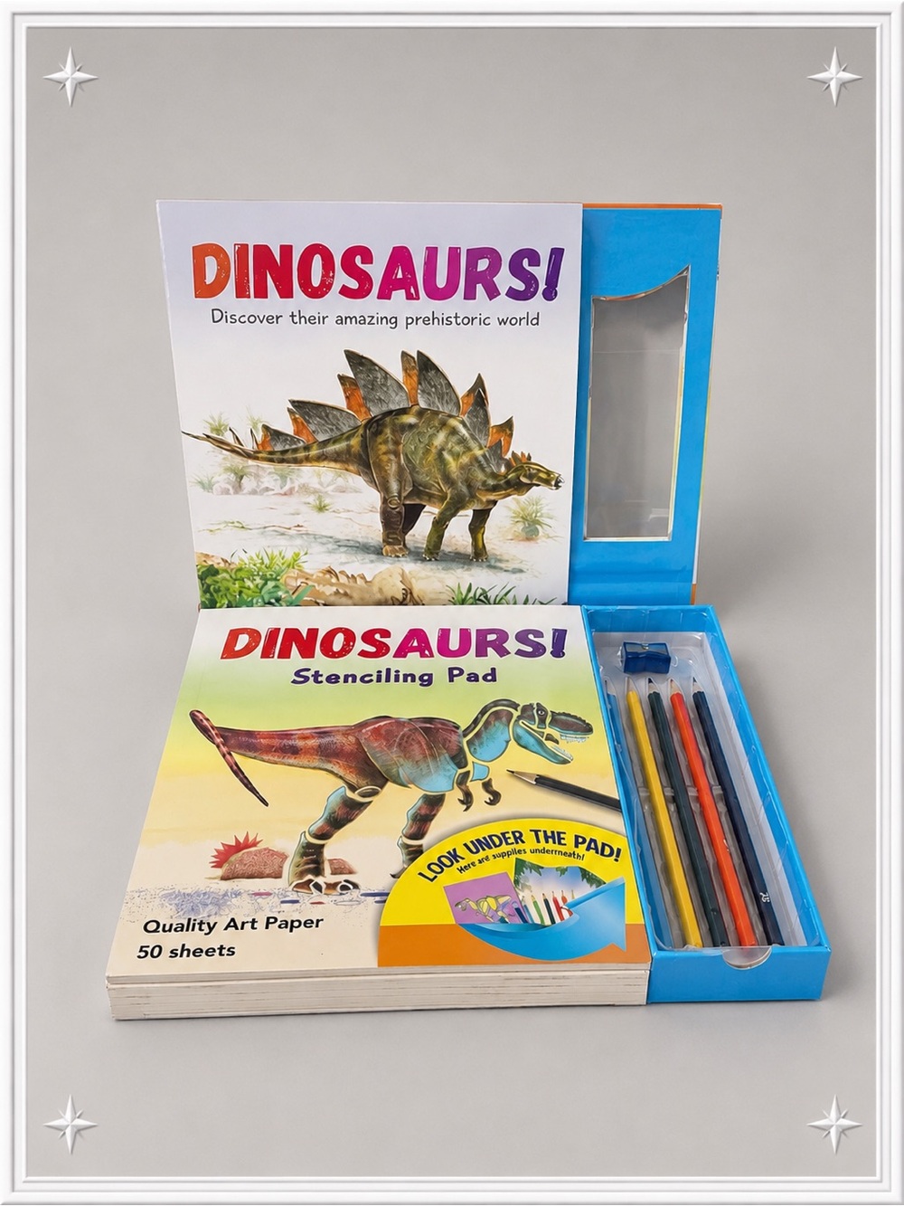 🦖 DINOSAURS! Activity Book + Stenciling Pad Learn To Draw Art Set | NWT!